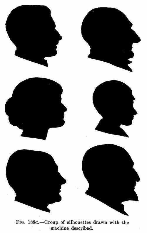 Group of silhouettes drawn with the machine described