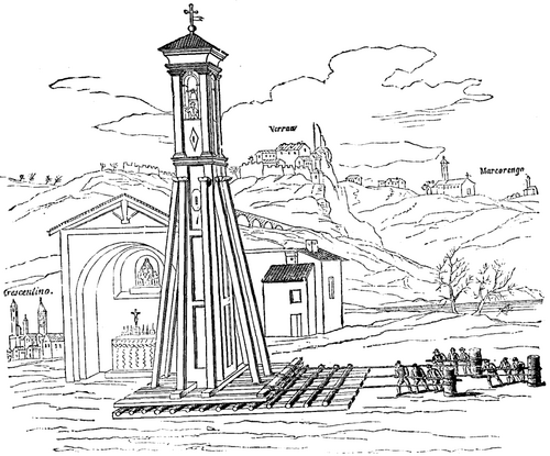 FIG. 1.  REMOVAL OF A BELFRY AT CRESCENTINO IN 1776