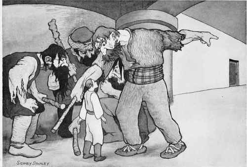 The giants asked the young man if he had been in the first room