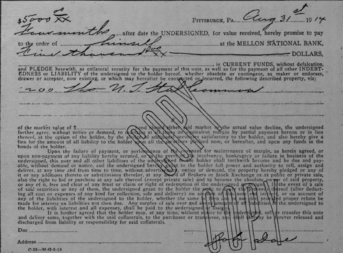 Collateral Note Front