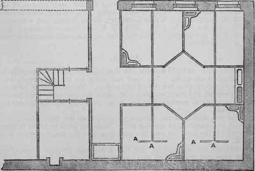 Ground Plan of a Stable. A. Drains.
