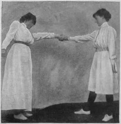 Fig. 1. By means of this grip and twist, the elbow joint is locked, and the victim is unable to release herself