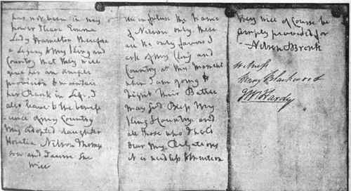 Lord Nelson's last wish As a legacy to his country he left his daughter Horatia and her mother