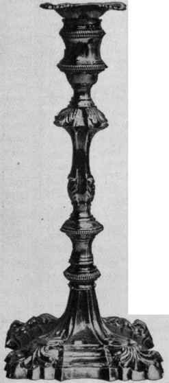 Old English silver candlestick bearing London hall mark for 1759 60