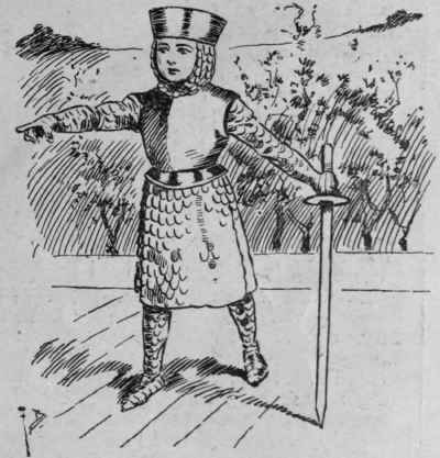 Plate armour can be made out of buckram covered with silver pacer: chain mail by sewing overlapping scales of silver paper on to stockings that are worn on arms and legs