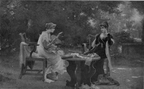  The First Love letter.  By Marcus Stone, R.a. Copyright by Landeker & Brown