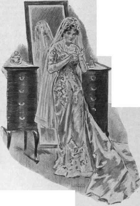 The bride should out on the gloves with her back turned to the mirror