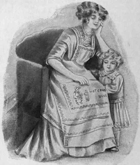 A nursery apron made of pocket handkerchiefs