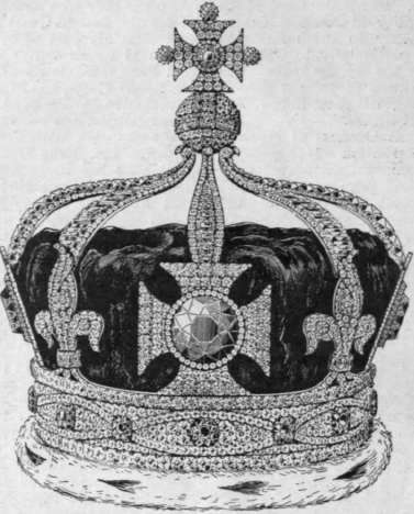 Fig. 1 The crown worn by the Queen consort has the famous Koh i noor diamond set in the central cross of the circlet