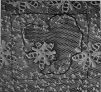 Fig. 3. Another tacking thread may be run through the patch, to show the exact place of joining