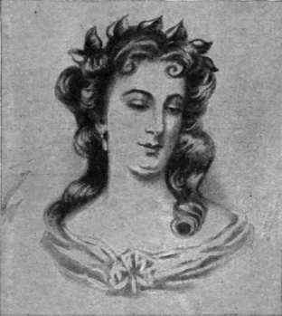Fig. 6. An elaborate curl suggestive of a cow horn, as worn by Anne Oldfield. the celebrated actress
