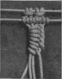 The buttonhole bar, here shown,tequires four working threads, of which the fourth is much longer than the other three