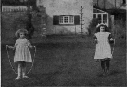 The first step in skipping, a forward skip. This movement should be followed by backward skipping, which brings forward the chest and develops the lungs