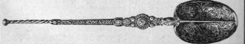 The golden Anointing Spoon which receives the consecrated oil