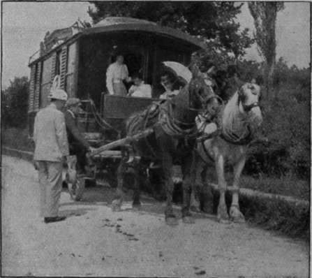 An excellent type of caravan that would suit a party of six. As it weighs about two tons when loaded up, it will require two strong horses to draw it