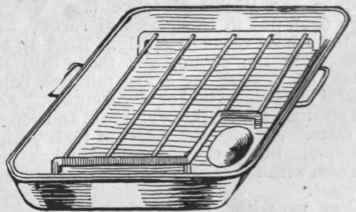 Baking tin for meat, with well and movable grid