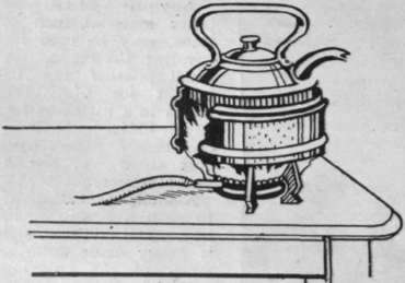 Fig. 1. A metal jacket round a kettle keeps in the heat from the gas burner. This invention saves 33 per cent. on the gas bill
