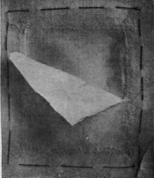 Fig. 2. When the darn has been carried round the whole square, cut away the damaged material with sharp s:issors