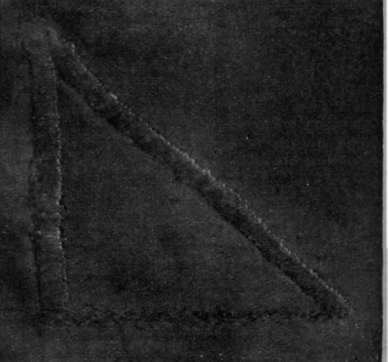 Fig. 3. Work the sides of the triangle over with a long, flat, and even sewing stitch. Darn the other side very neatly backwards and forwards