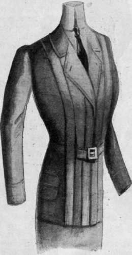 Norfolk coat with folds back ana front, waist belt, and practical pockets