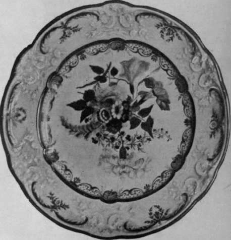 Plate in Swansea porcelain, painted with garden flowers, a fine example of