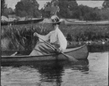 The finish of the stroke, in which the blade of the paddle is turned sideways in the water and a slight outward pressure brought to bear on it, to hold up  the canoe and keep it to its course