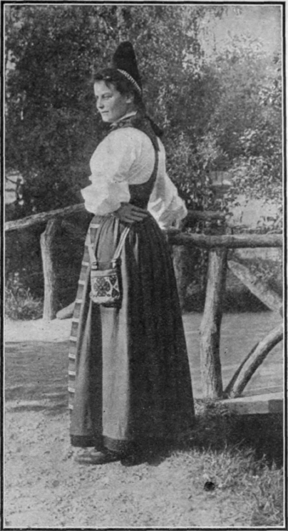 A Swedish maiden at the trysting place. The girls of this northern land are famous for their tall, fine figures and brilliant colouring