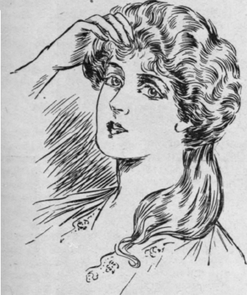 As a variation in style a waved chignon with a torsade, or tied coil, is effective. To make this, the foundation is tied and drawn through an oval pad fixed low on the head