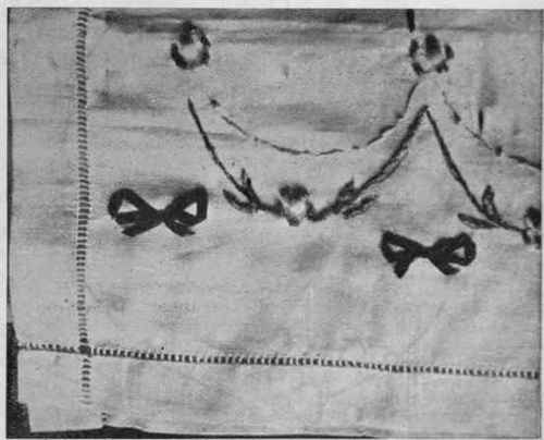 Beads can be used most effectively in garland designs as here shown, where garnet beads are used to outline the bosses, in the centre of each of which is a large yellow bead