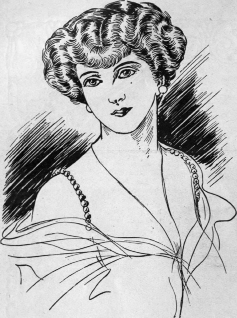 Fig. 2. The slightly curled V shaped fringe looks best with lightly waved hair and a centre parting. Care must be taken to leave no gap on the forehead