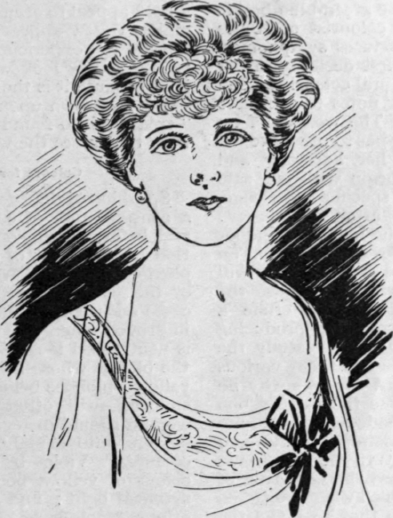 Fig. 3. A curled fringe which requires a waved Pompadour dressing. The fringe should be thick, especially in the centre
