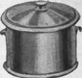 Fireproof ware stewing jar for fruit or meat stews and adds greatly to the appearance of roast apples. It is made in white china.