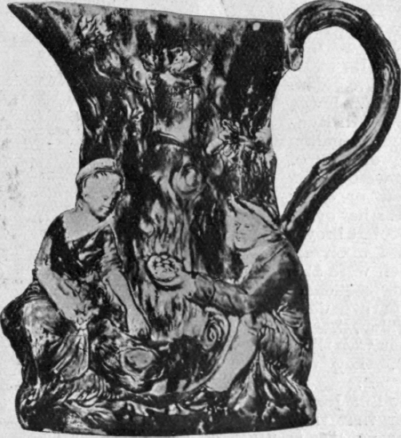 Jug in old Staffordshire ware, by Voyez, at one time a pupil of