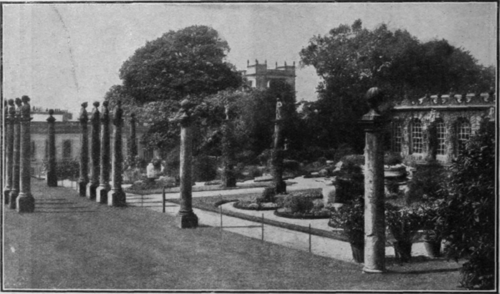The beautiful French gardens at Chatsworth. The grounds of this great mansion represent many of the most famous schools of landscape gardening, and are a constant source of wonder and pleasure to those who visit them Photochrom