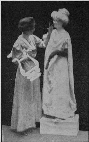 The finishing touches to a mutilated statue. Whitening the closed eyelids and eyebrows with cream. The eyes must be closed throughout the tableau