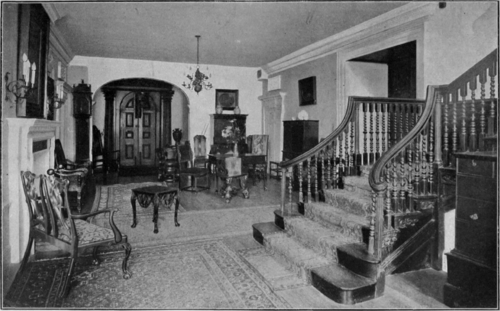 The noble entrance hall and oak staircase of the first Duke of Marlborough's house, Great Marlborough Street, London. In the early eighteenth century this district was the centre of fashionable London Photo, Cooper & Humphreys By permission of Messrs. Waring & Gillow
