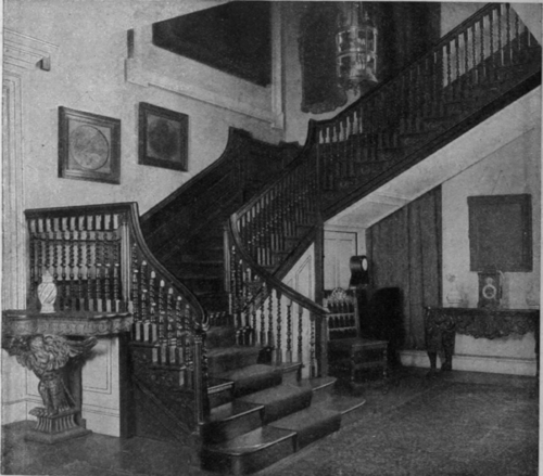 The scheme of lighting for a hall should aim at producing a subdued and mellow effect. The electric fittings should take the form of an old watchman's lantern, suspended by heavy chains in a central position over the staircase. A standard floor lamp can be placed in the By permission of] hall itself [Messrs. Waring & Gi.low
