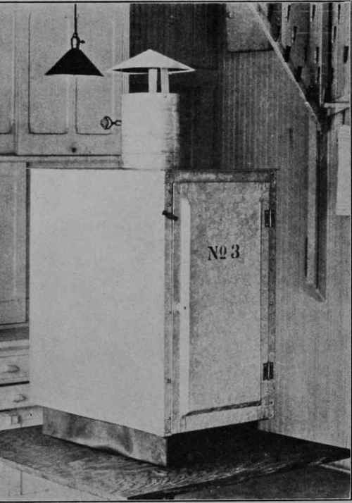 Fig. 55 - A good type of drier for use on the stove; fitted with drying trays inside.