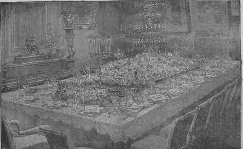 A DINNER TABLE.   Reduced from an Engraving in Harper's Bazar.