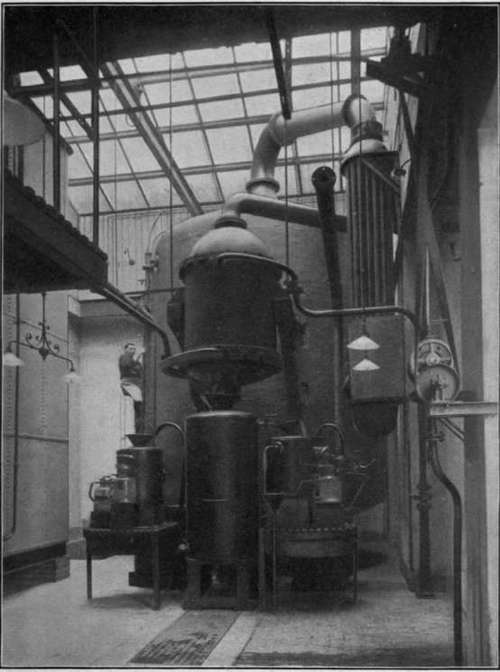 Fig. 51. Giant distilling apparatus of 60000 liter capacity.