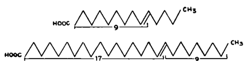 Characteristic emplacements are seen for the double bond in two monoethenoids