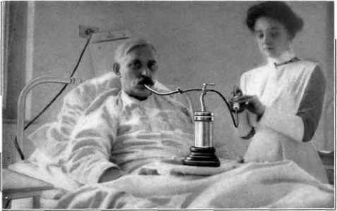 Patient being fed through the duodenal tube.