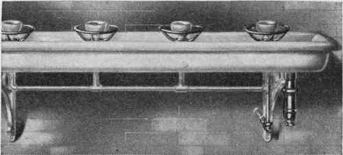 Fig. 19. Enameled Iron Fountain Receptor with Self Closing Heads Particularly Designed for Schools and Other Public Places