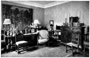 MANS LIVING ROOM AND LIBRARY