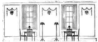 SIMPLE ELEVATION SUGGESTING WALL AND FURNITURE TREATMENT FOR COUNTRY TEA ROOM