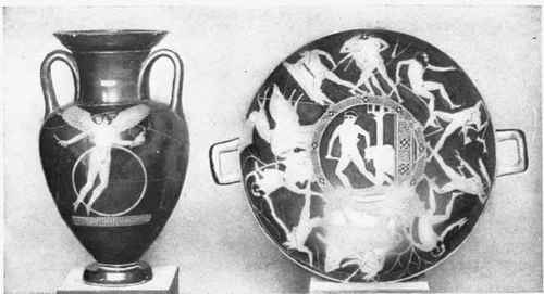 Greek vases which illustrate the differences in emotional effect between the circle.