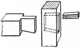 Fig. 157.   Dovetailed and Wedged Tenon.