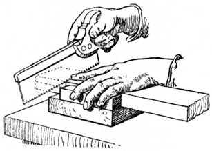 Fig. 67.   How work is held when Sawing Shoulder.