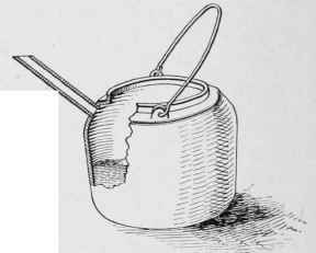 Old glue pot as a metal pot and ladle