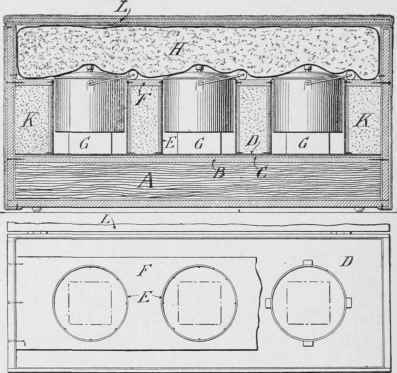 Section and plan views of the fireless cooker